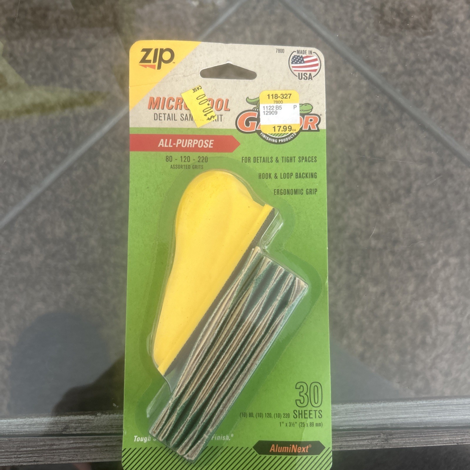 Gator MicroZip Sander Kit, Assorted Grits, 3.5″ x 1″