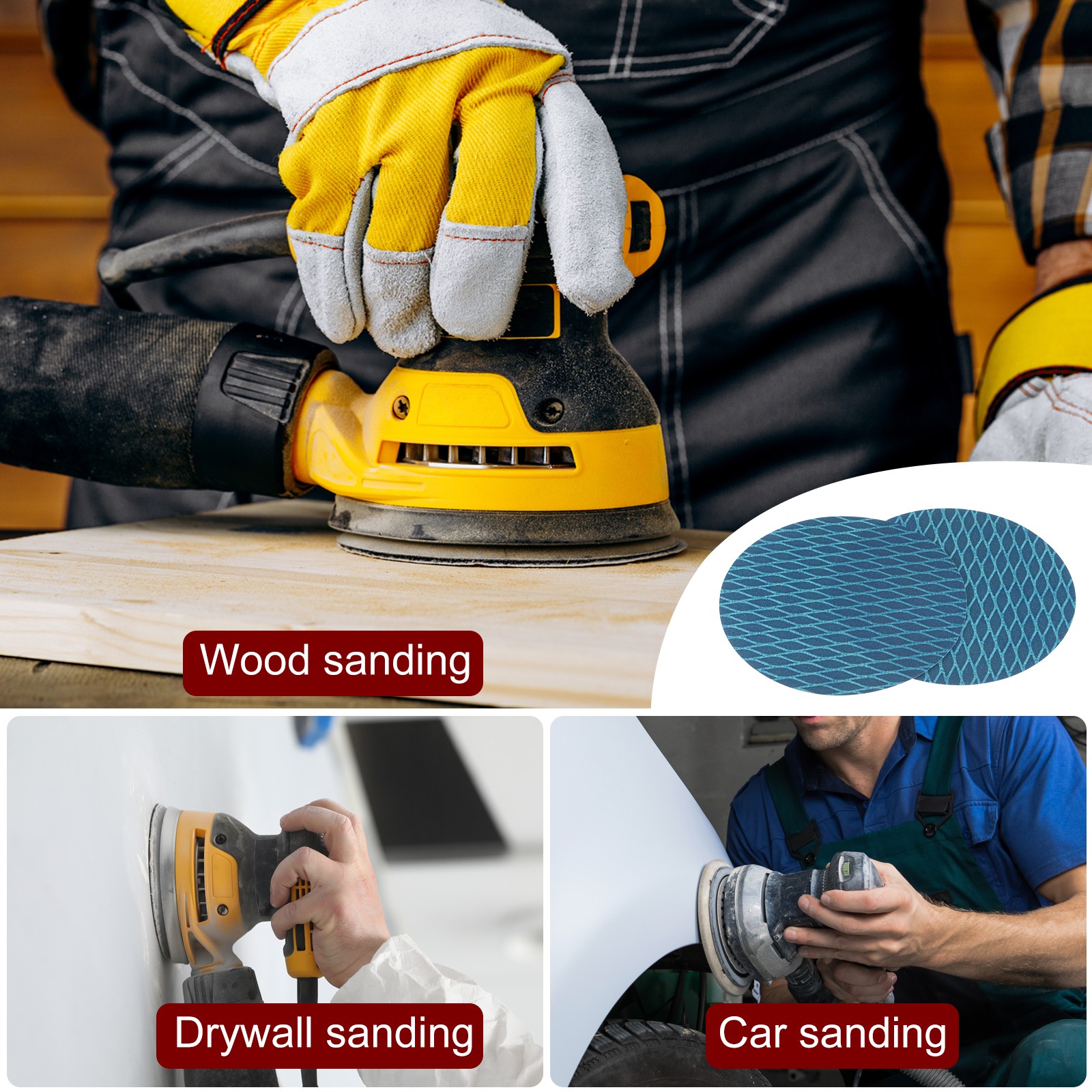 70pcs Diamond Shape Sanding Discs 6 Inch 80 Grit Hook & Loop Rhomb Sandpaper