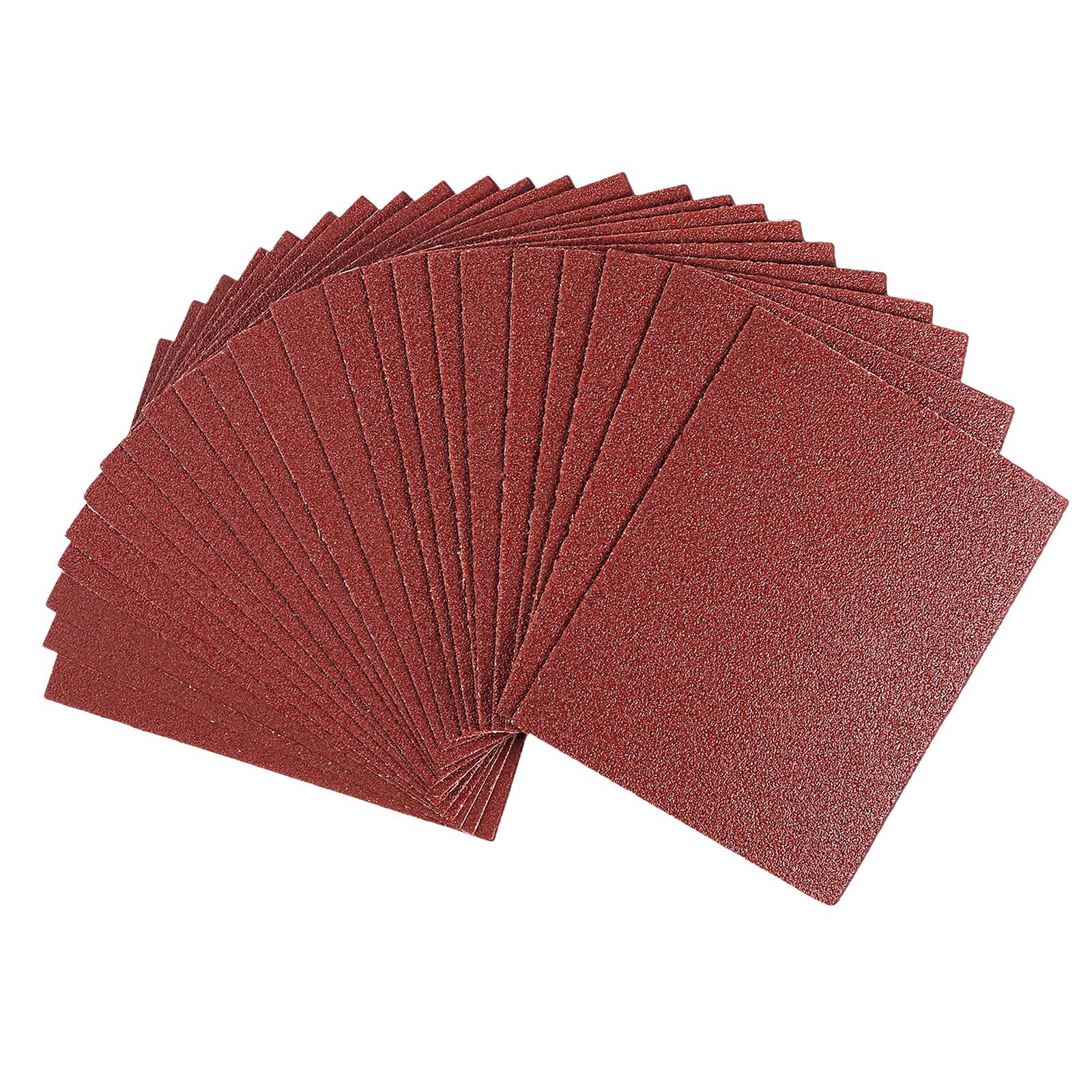 1/4 Sandpaper Sheet – 4-1/2” x 5-1/2” P80 Grit Red Aluminum Oxide Plain Backi…