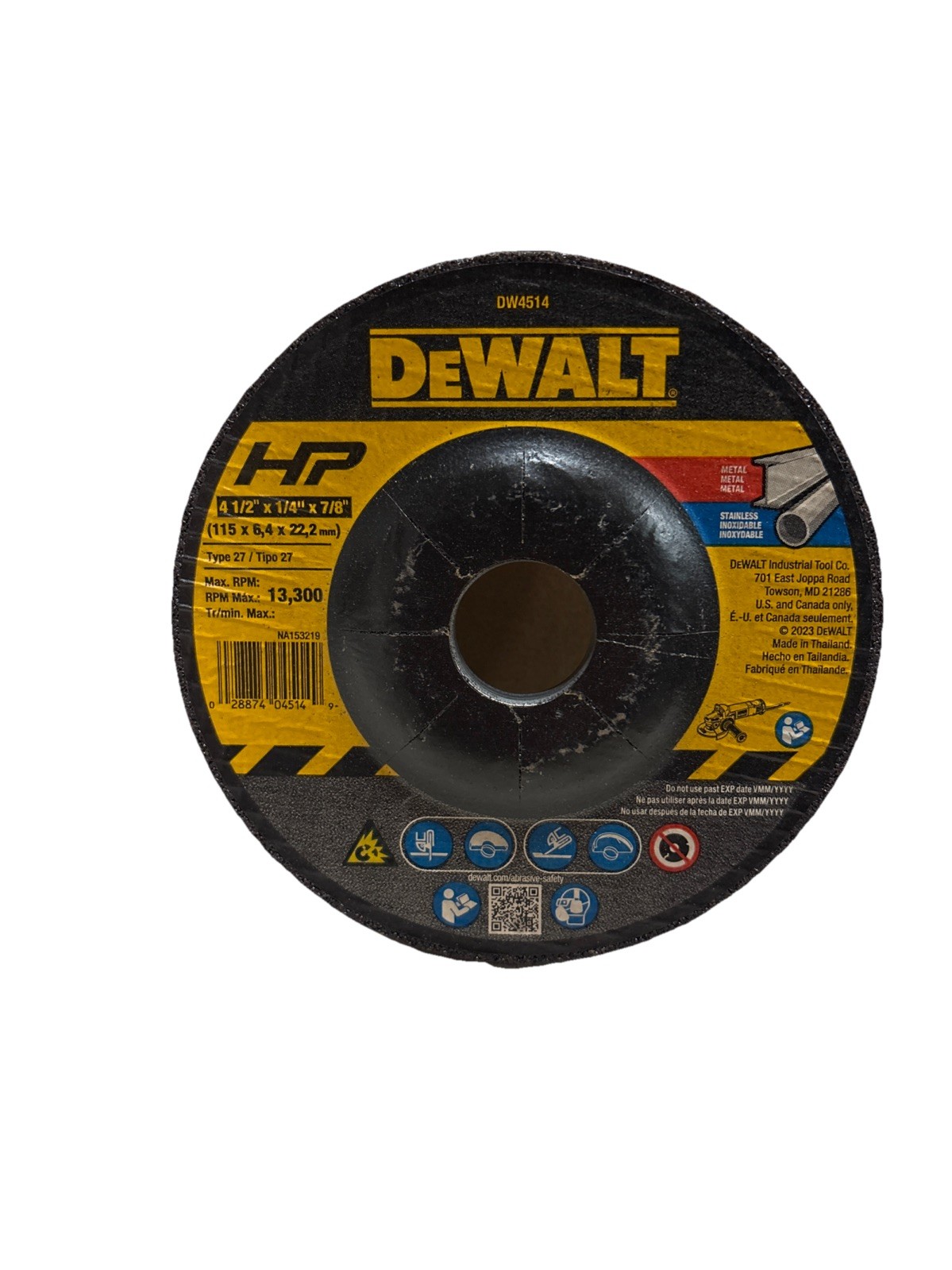 DeWalt DW4514 1/4″ Thick Grinding Wheel with 4-1/2″ Diameter,7/8″ Arbor- 3 Pack