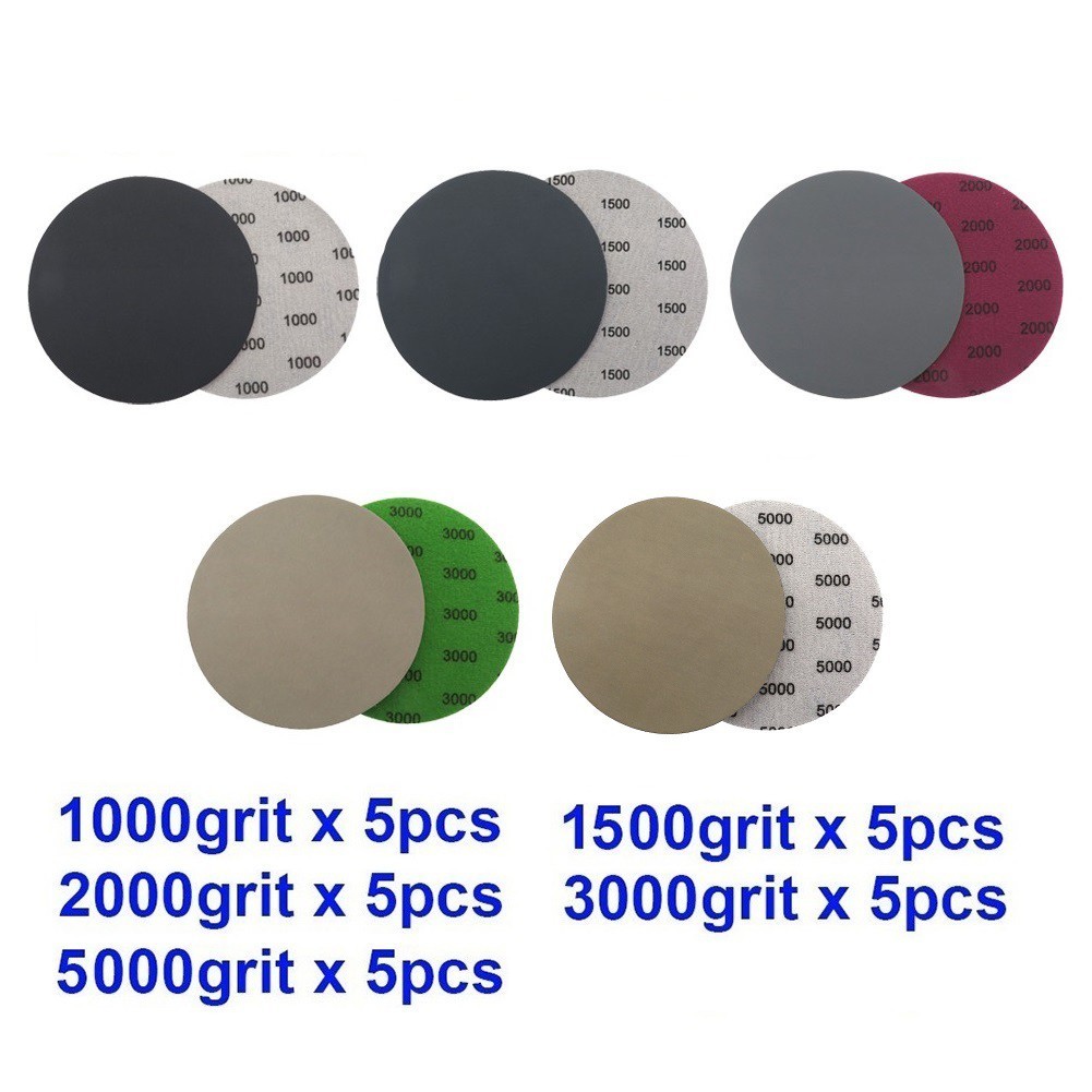 Waterproof Sandpaper Wet Dry 1000 1500 2000 3000 5000 Grit 125mm 25pcs