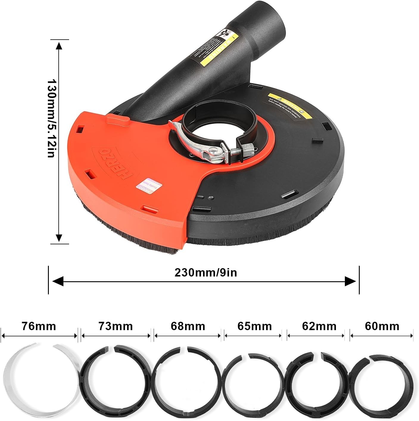 Heavy-Duty 9 Inch Grinding Dust Shroud with Brush Ring for Surface Cleanliness