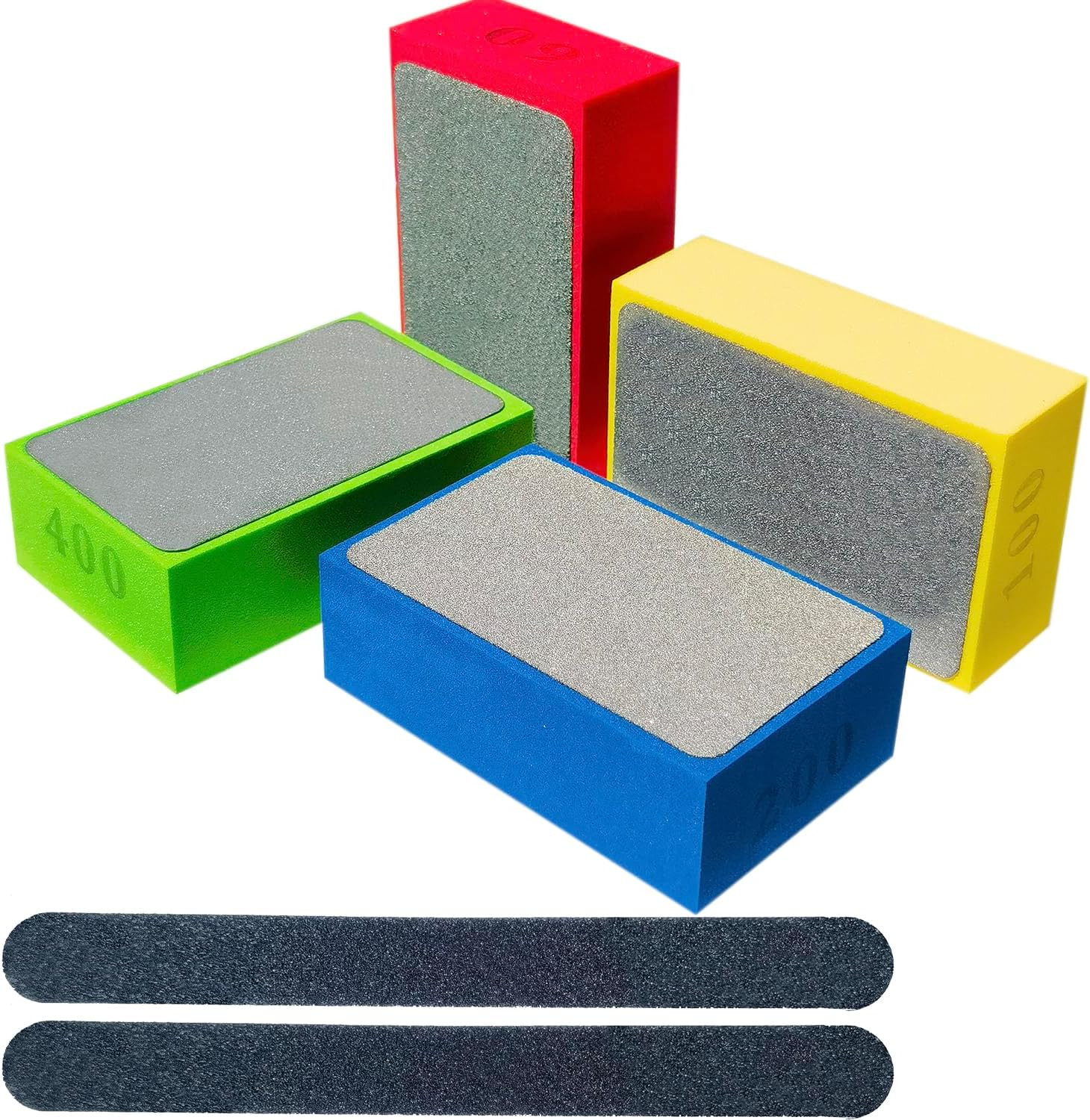 4PCS Diamond Hand Polishing Pads Sanding Blocks 60 100 200 400 Grit Set