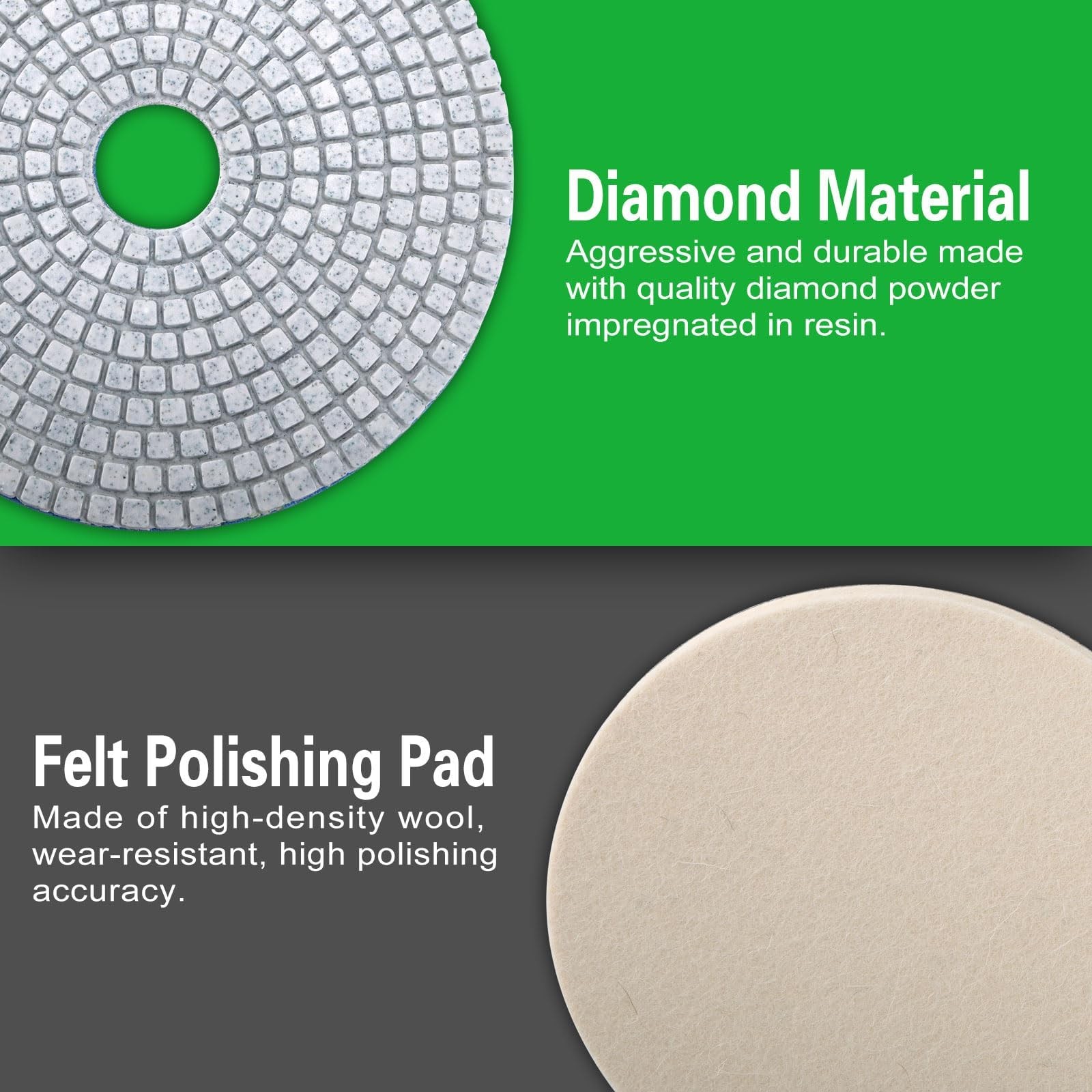 8PCS Diamond Polishing Pads 6 Inch, Wet/Dry Concrete 6 Inch 50-3000 Grit