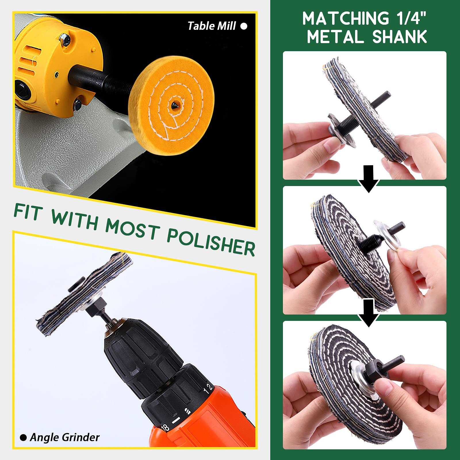 Buffing Polishing Wheel Kit W/ Compounds For Bench Grinder 1/2″ Arbor 8PC 4″
