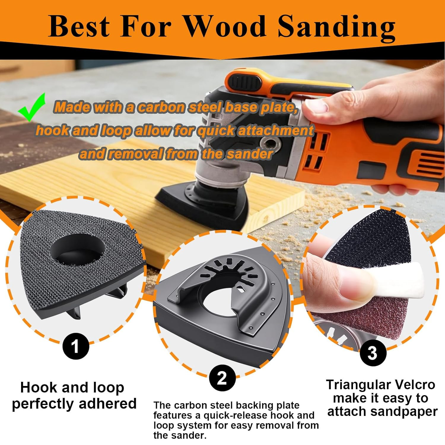 114Pcs Oscillating Tool Sanding Pads Kit 2Pcs Triangle Sanding Pads and 2Pcs Fin