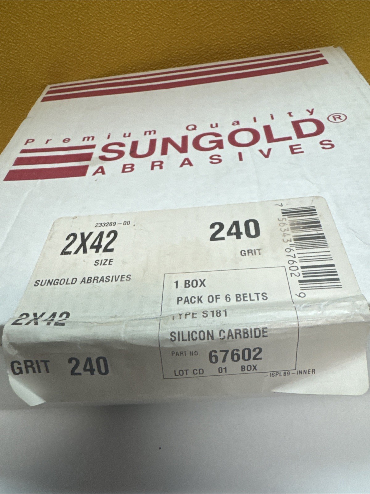 Sungold Abrasives Grit Black Silicon Carbide Sanding Belts Pack of 6, 2″ by 42″