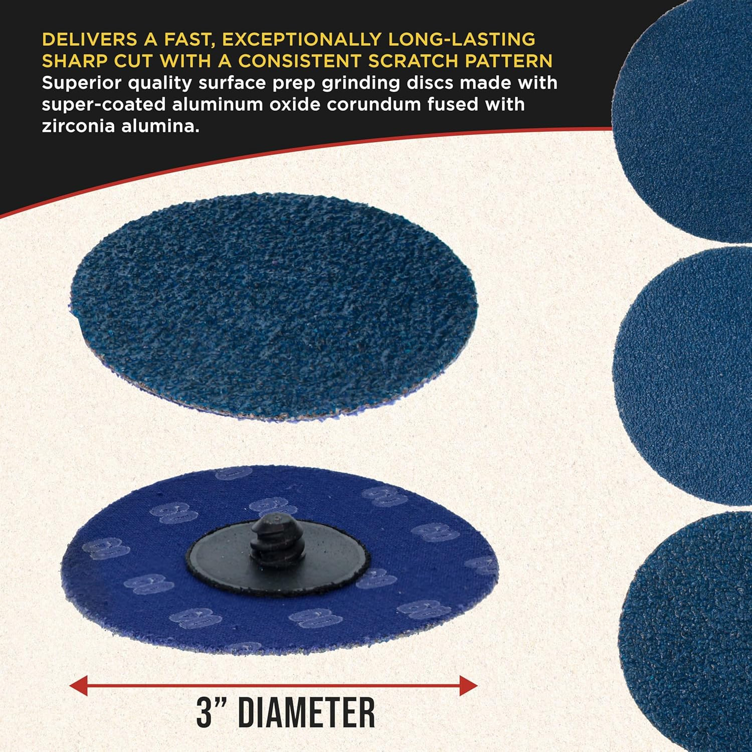 3 Inch Grinding Discs, 36, 60 & 80 Grit (25 Disc Each), R-Type Adapter & Backing