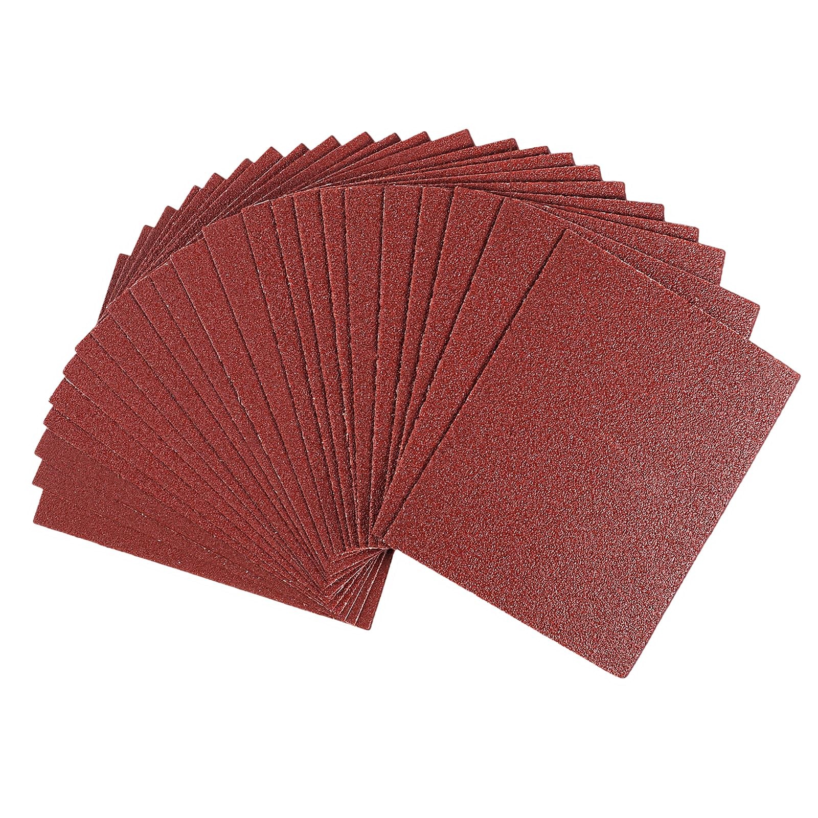 1/4 Sandpaper Sheet – 4-1/2” x 5-1/2”, P60 Grit, Red Aluminum Oxide, Plain Ba…