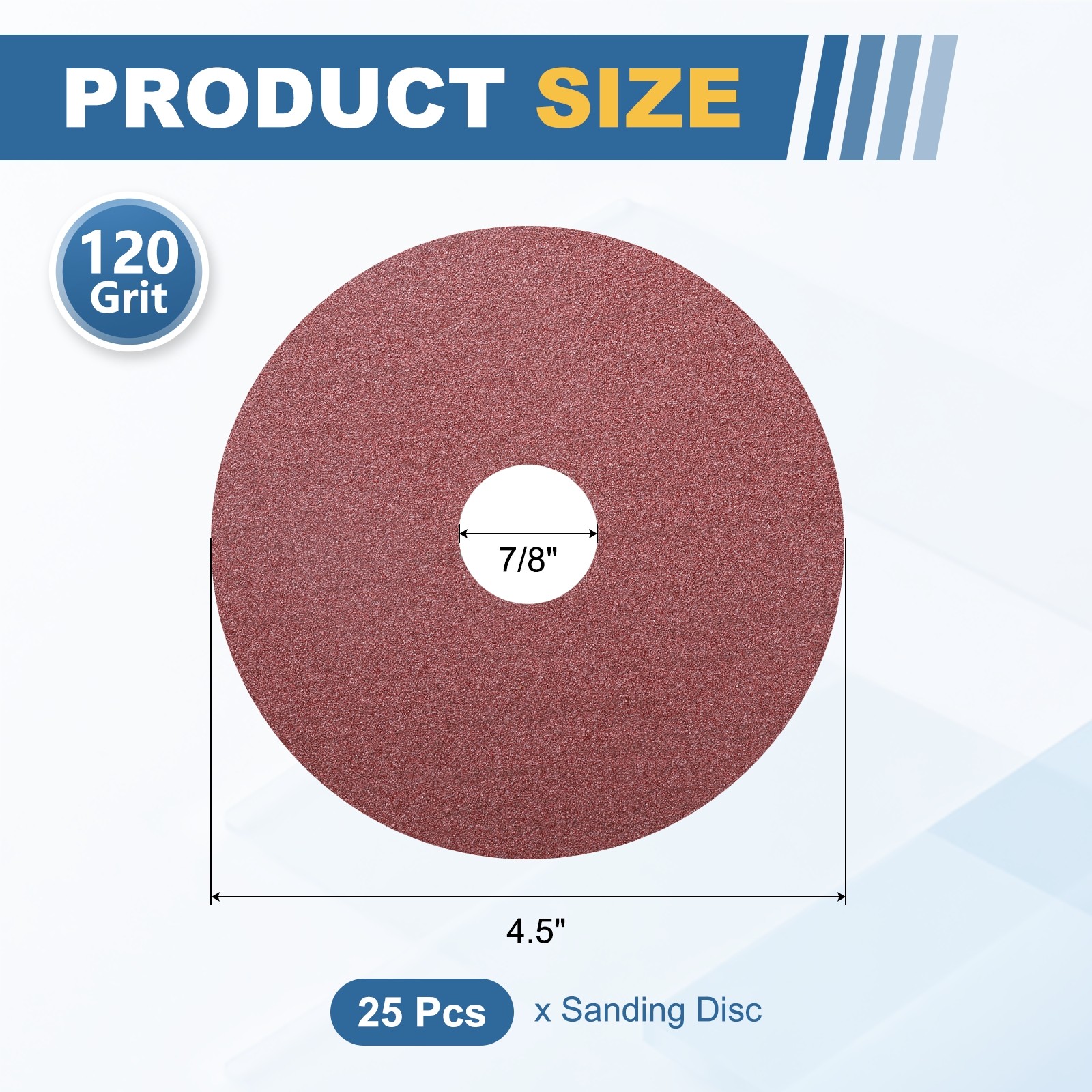 25 Pcs Ceramic Aluminum Oxide Discs – [4.5″ x 7/8″ Arbor Hole, 120 Grits], Red