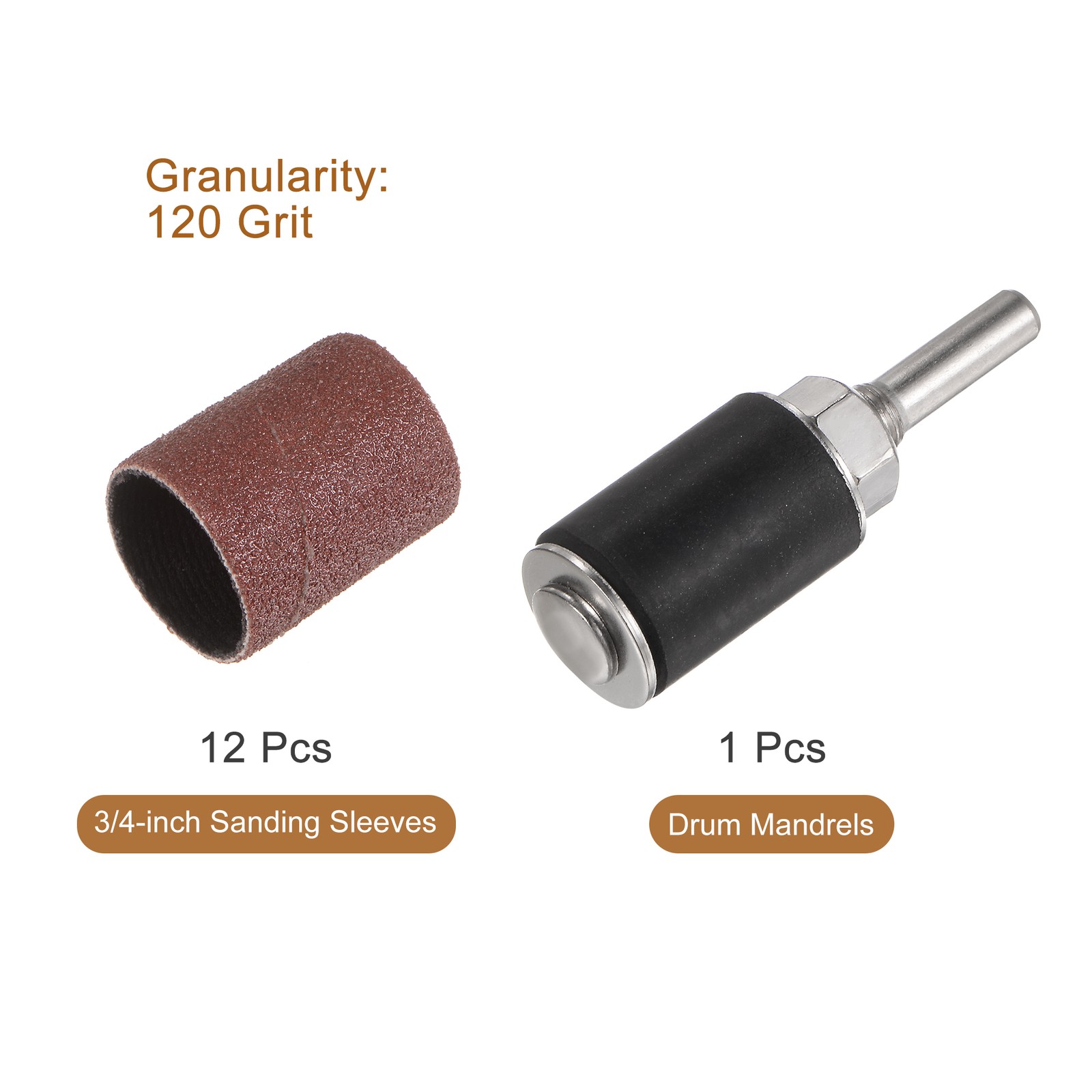12 Pcs 3/4 Inch Sanding Sleeves Set 120 Grit with 6mm Mandrels