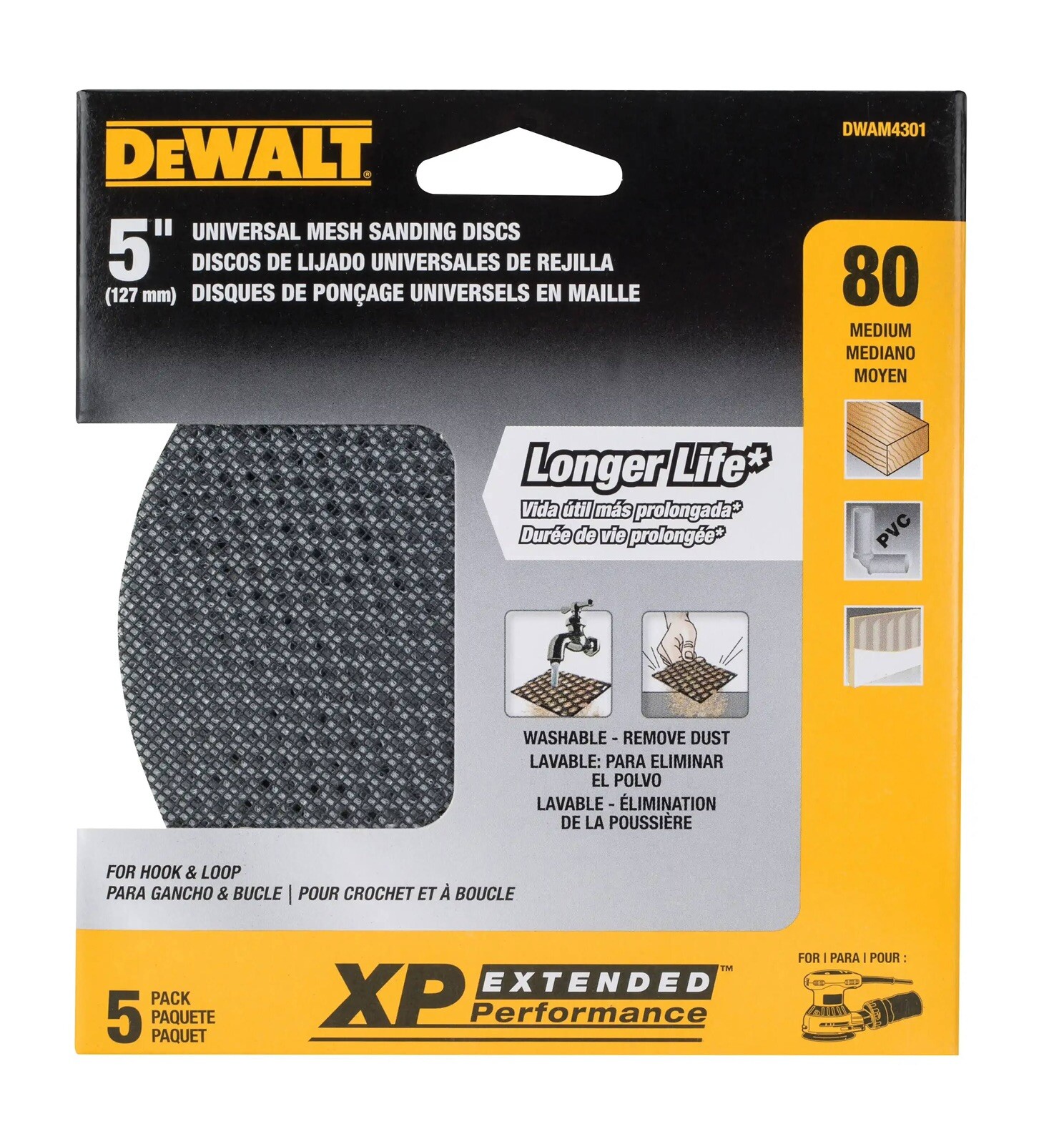 25 sheets NEW DeWalt DWAM4301 Mesh 5 Inch 80 Grit Ros Disks 5 Pack X 5 SEALED