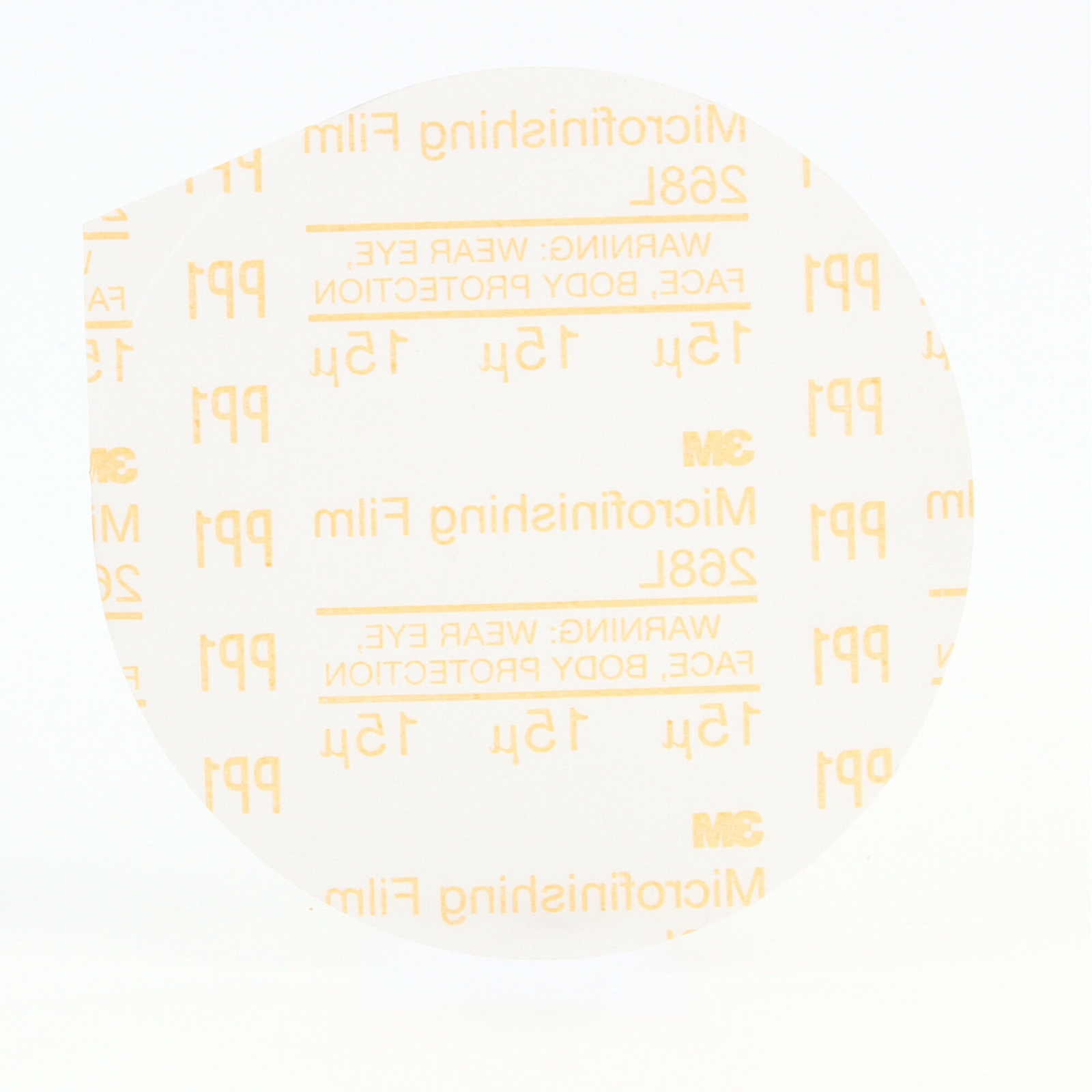 3M Microfinishing PSA Film Disc 268L, 15 Mic 3MIL, Type D, 5 in x NH,Die 500X