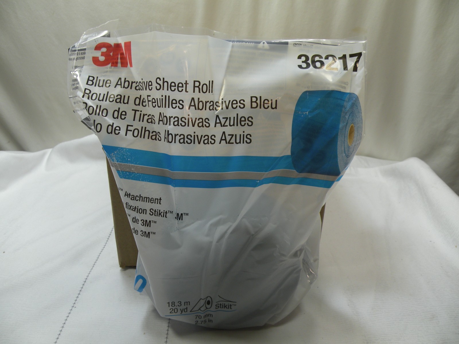 3M 36217 Stikit, 80 Grit Blue Abrasive Sheet Roll, 2-3/4″ x 20 yd, Box of 5