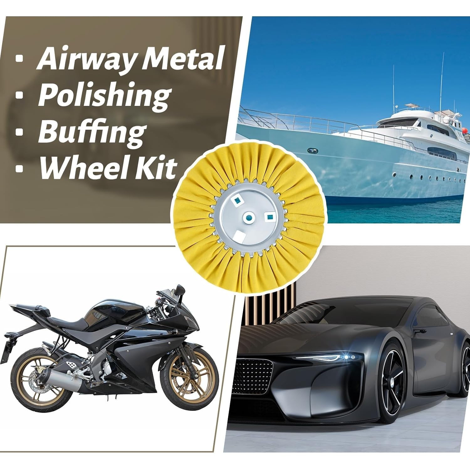 18Pc Airway Buffing Wheel Aluminum Polishing Kit for Angle Grinder Mirror Finish