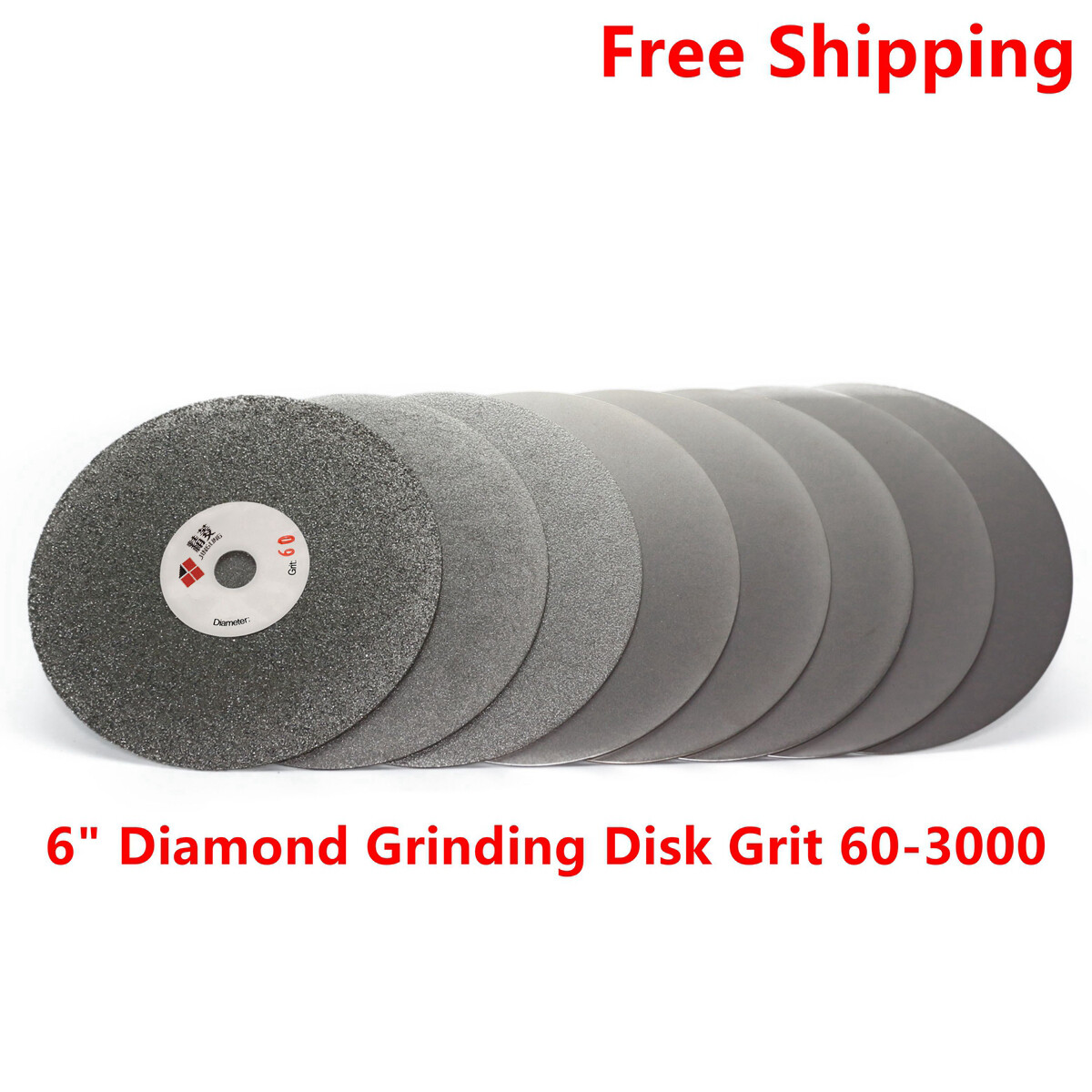 8″ inch Diamond Grinding Disk Coated Flat Lap Disc 60-3000 Grit Lapidary Tool