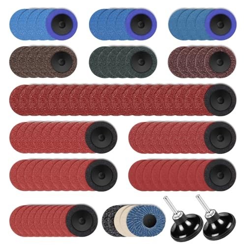 108Pcs 2″ Sanding Discs Set – Quick Change, Die Grinder Accessories for Rust & P