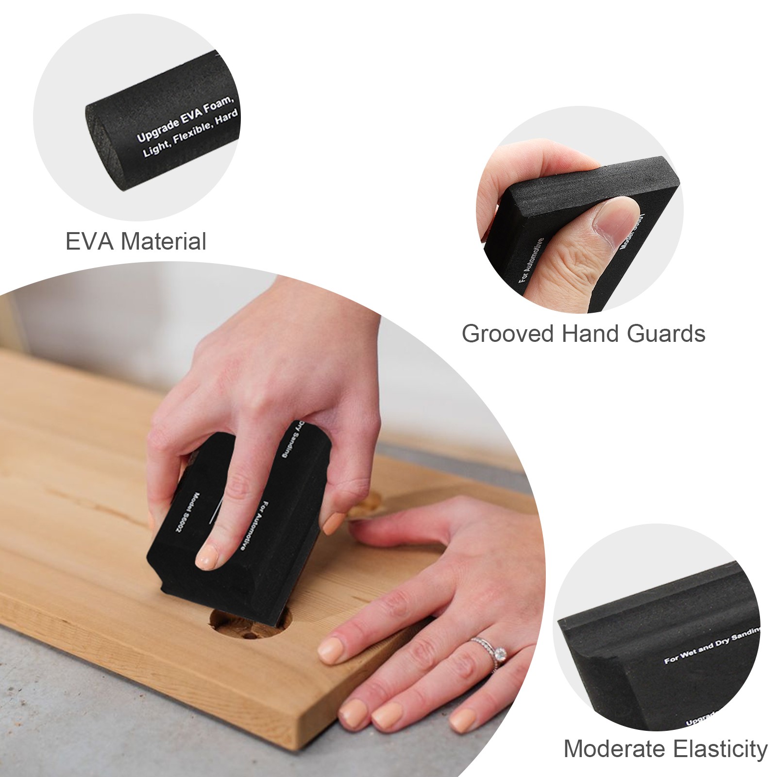 7x Sanding Block Kit Flexible EVA Foam Wet/Dry Various Shape Size for Auto Wood