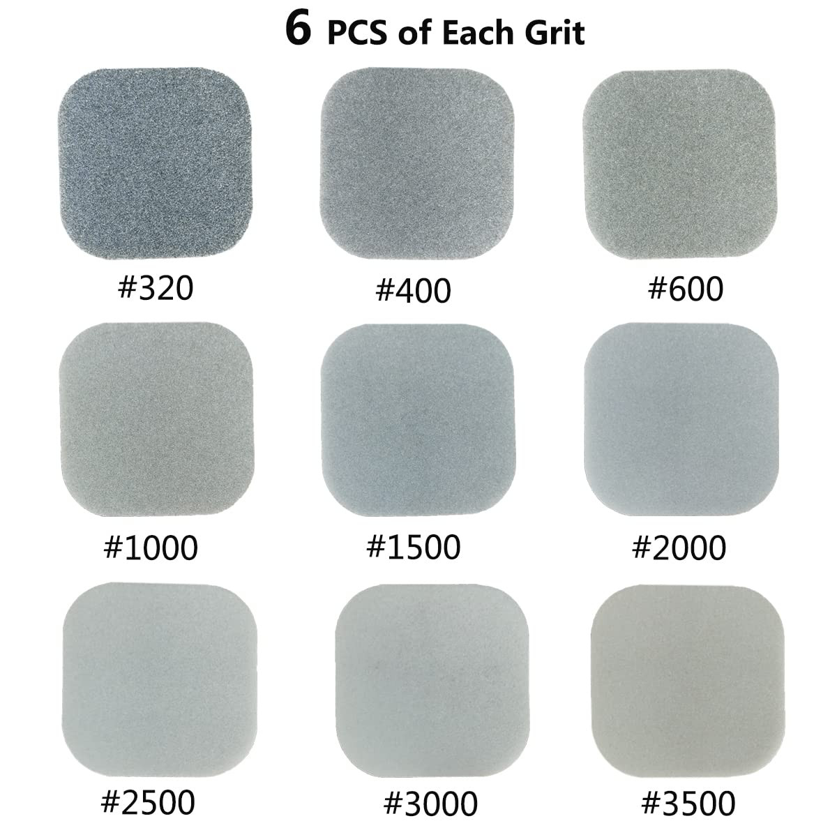 54 Pack Sanding Blocks, 9 Grits from 320 to 3500, Soft Touch Sanding Pads,2″ X