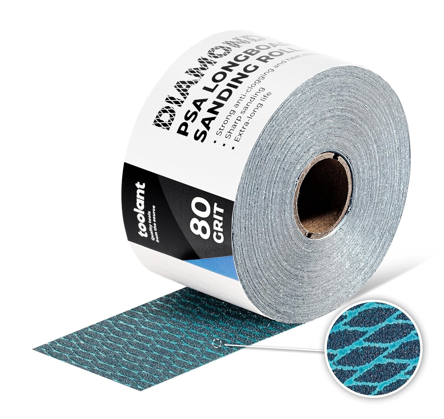 toolant Diamond Shape 80 Grit Sandpaper Roll, 2-3/4″ Wide 10 Yard Longboard Self