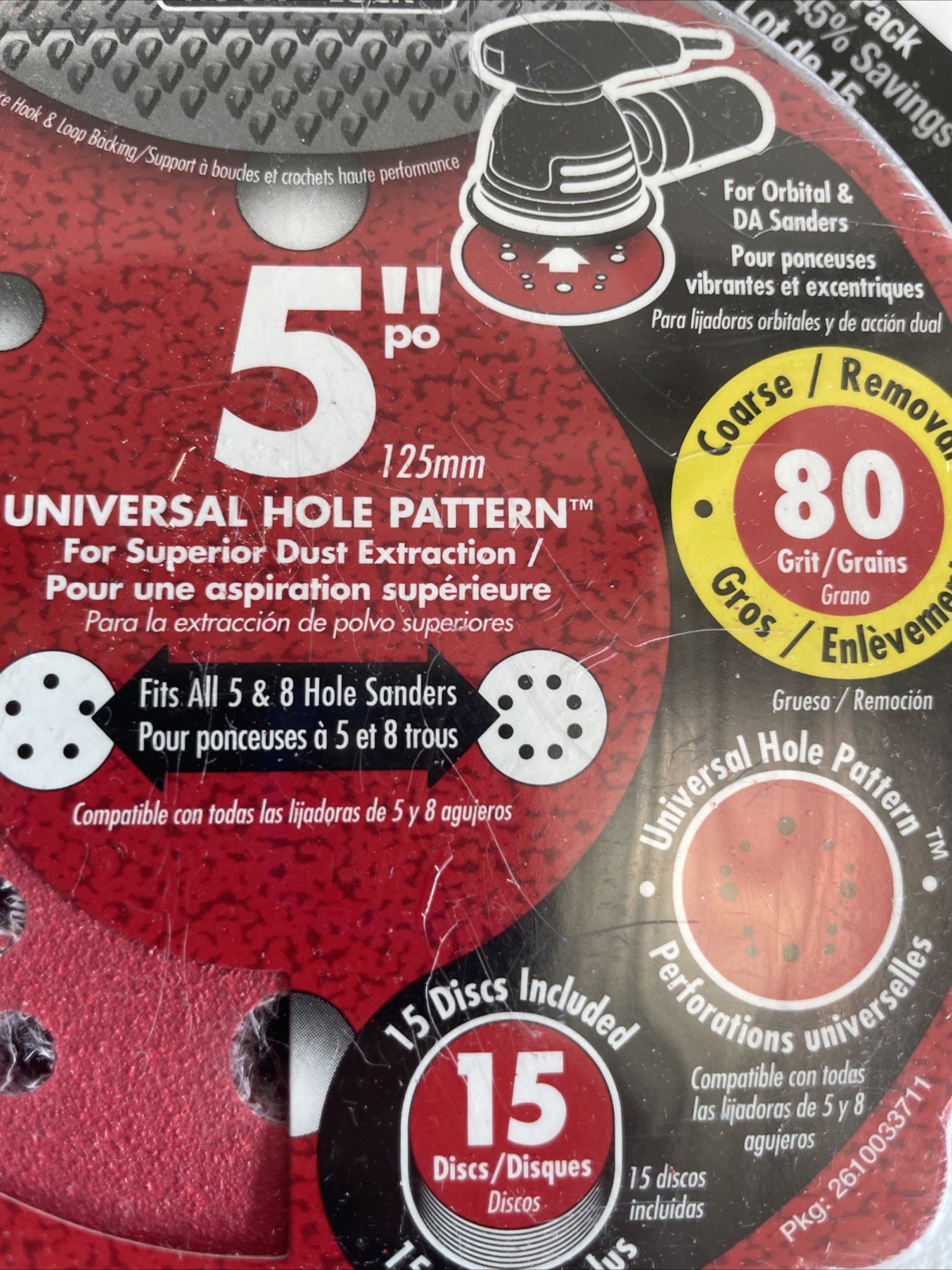Diablo 5″ 80 Grit Hook and Lock Ceramic Blend Sanding Discs – Pack of 15