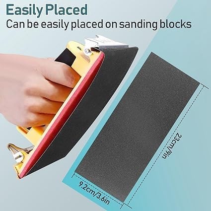 72PCS Sand Paper, Wet Dry Sandpaper Assortment Pack, 9 inch × 3.6 inch, black