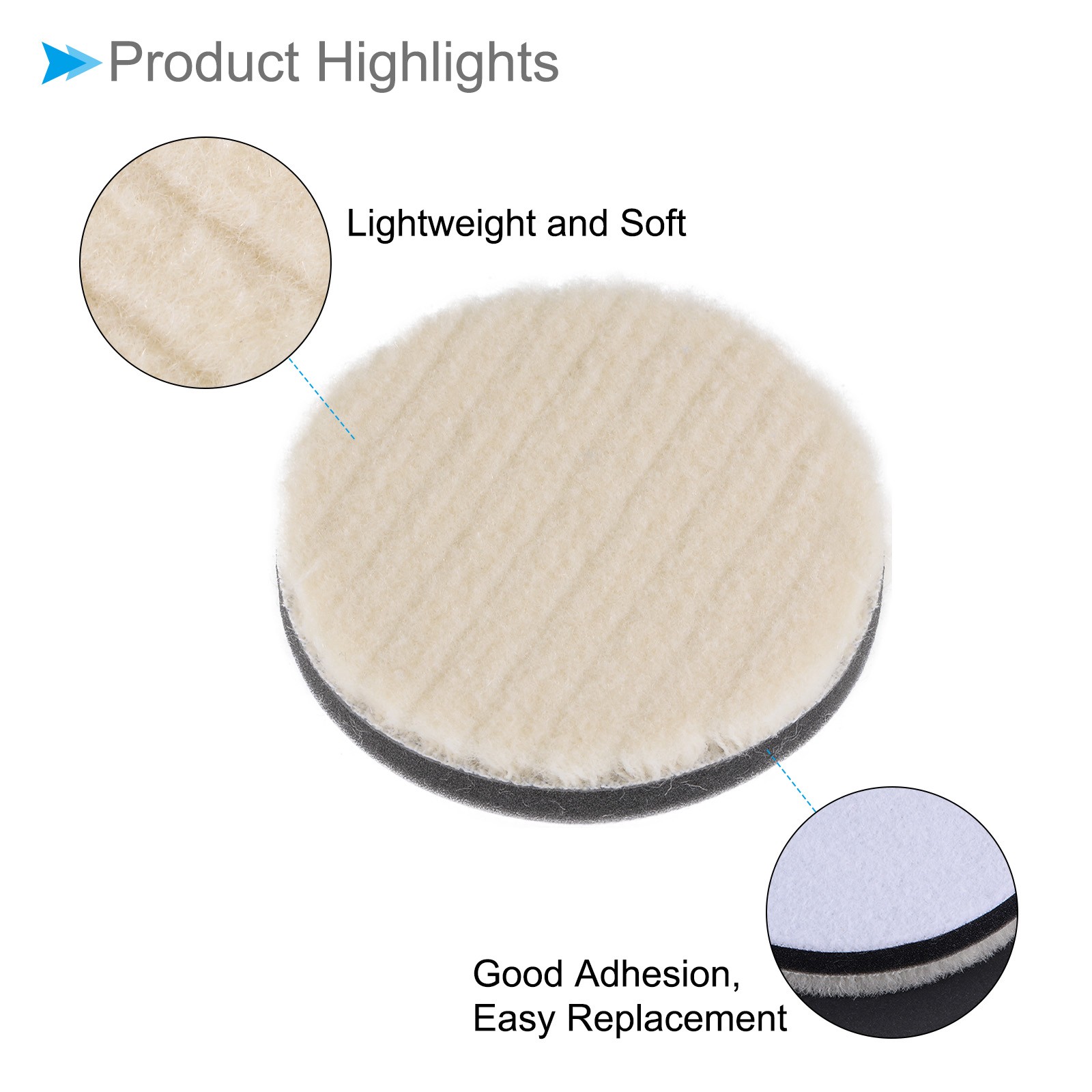 3″ Diameter Wool Felt Sponge Polishing Pad for Polishing Metal 4PACK