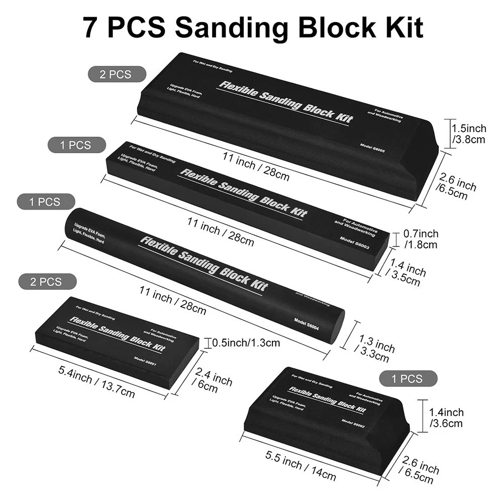 14Pcs Hand Sanding Block Set EVA Foam Wet or Dry for Automotive or Woodwork NEW