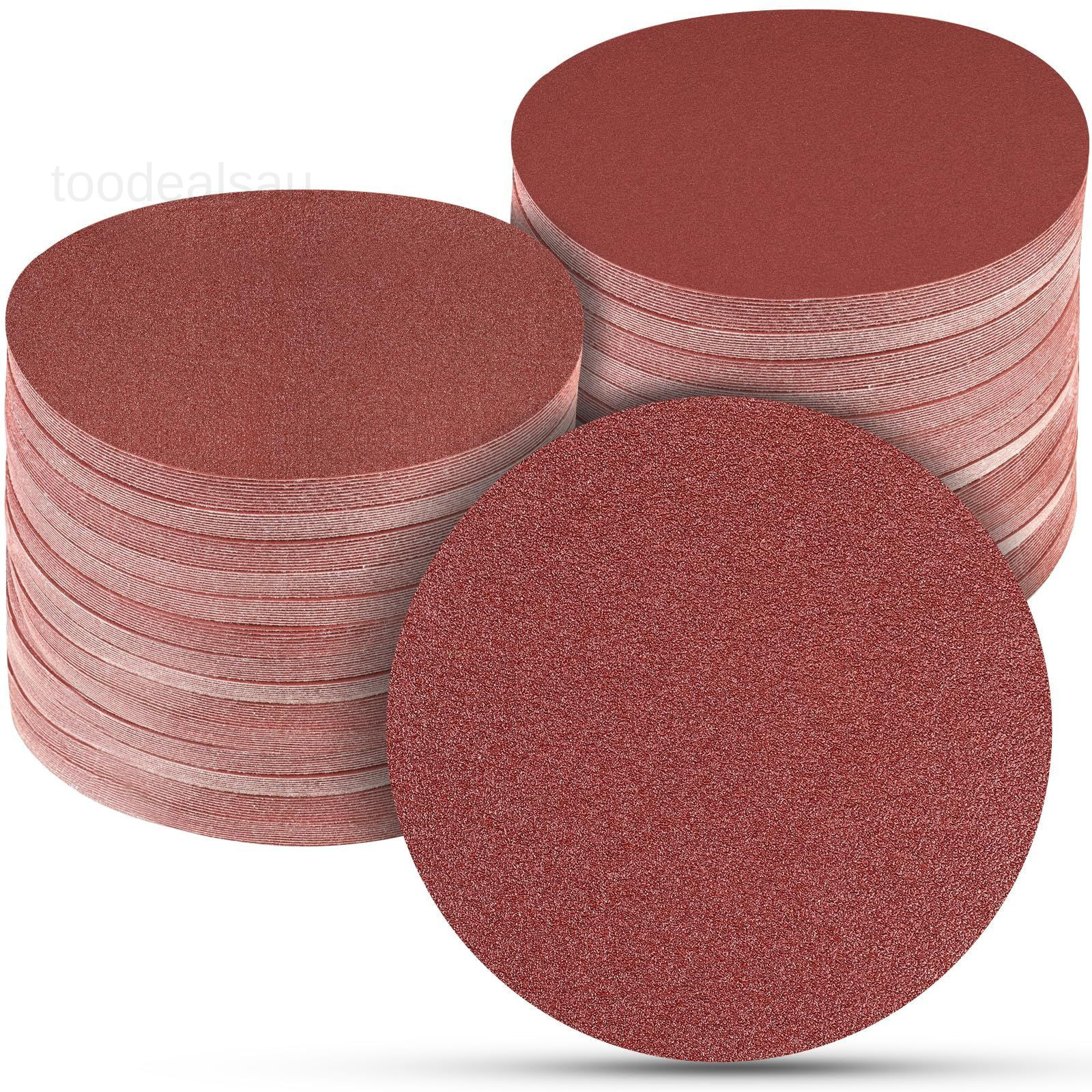100 PCS 6 Inch Sanding Discs, Hook and Loop Sandpaper 20 x 6 x 6 inches, Red