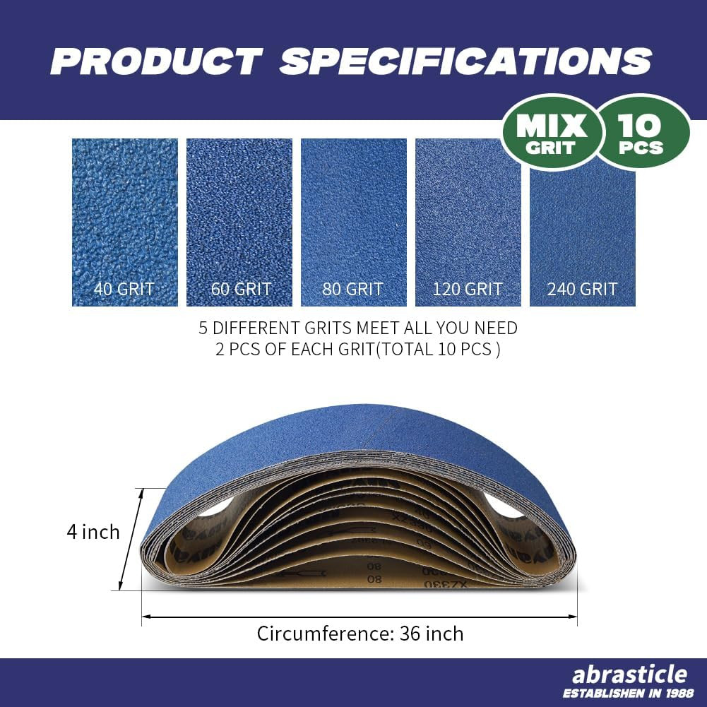 4″ X 36″ Zirconia Sanding Belts for Metal – 4 X 36 Inch Zirconia Metal Grinding