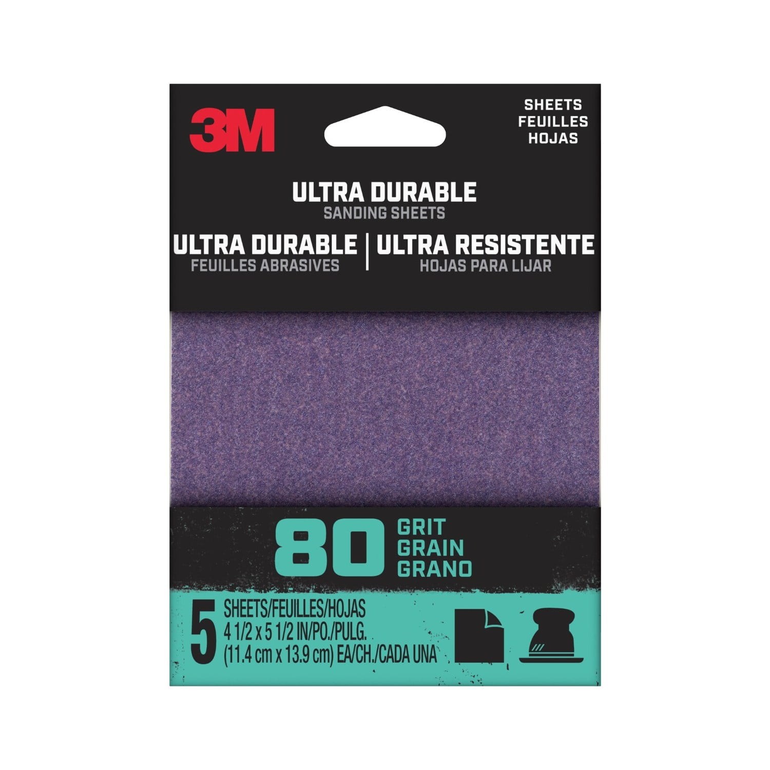 (2 pack) Ultra Durable Power Sandpaper,80 Grit,1/4 Sheet,4.5 in x 5.5 in,5/pack