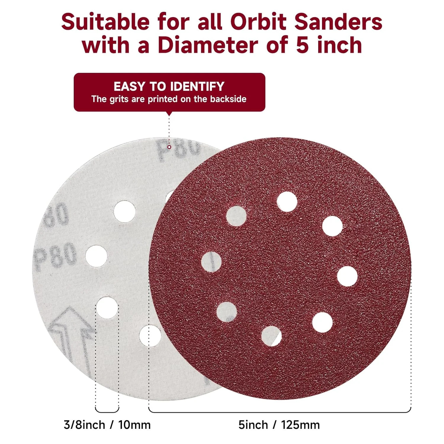 100PCS 5 Inch Sanding Discs 2000 Grit Sandpaper for Orbital Sander | Professiona