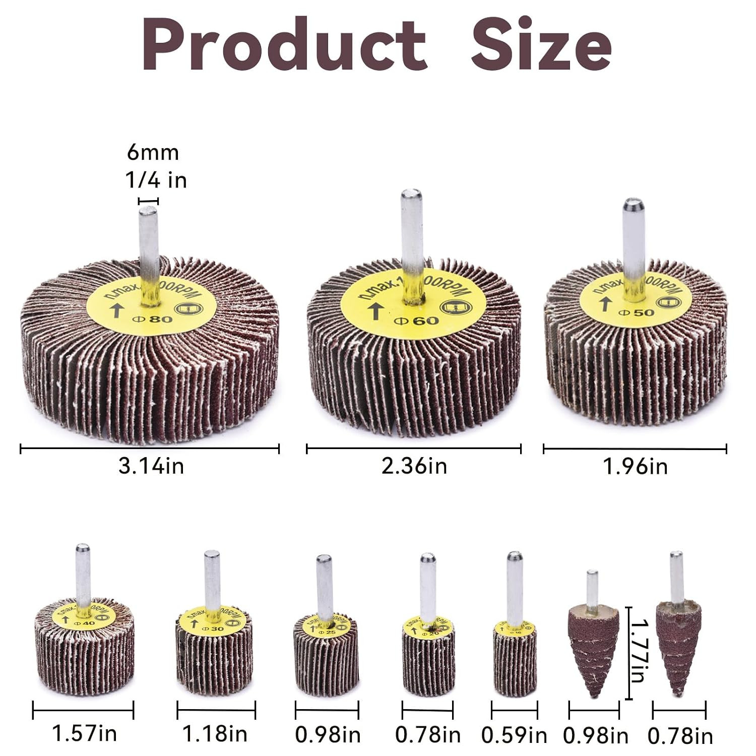 20 Pcs Flap Wheel Sander Set 80 Grit Sanding Wheel for Drill，1/4″ Shank Flap