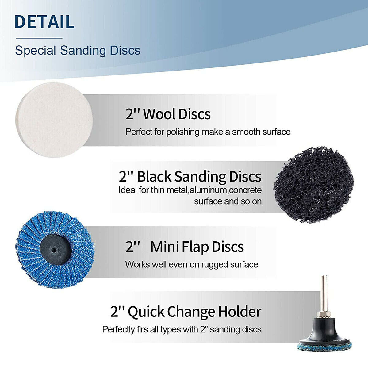 142X 2 inch Roll Lock Sanding Disc Set with 1/4″ Shank Holder for Die Grinder HO