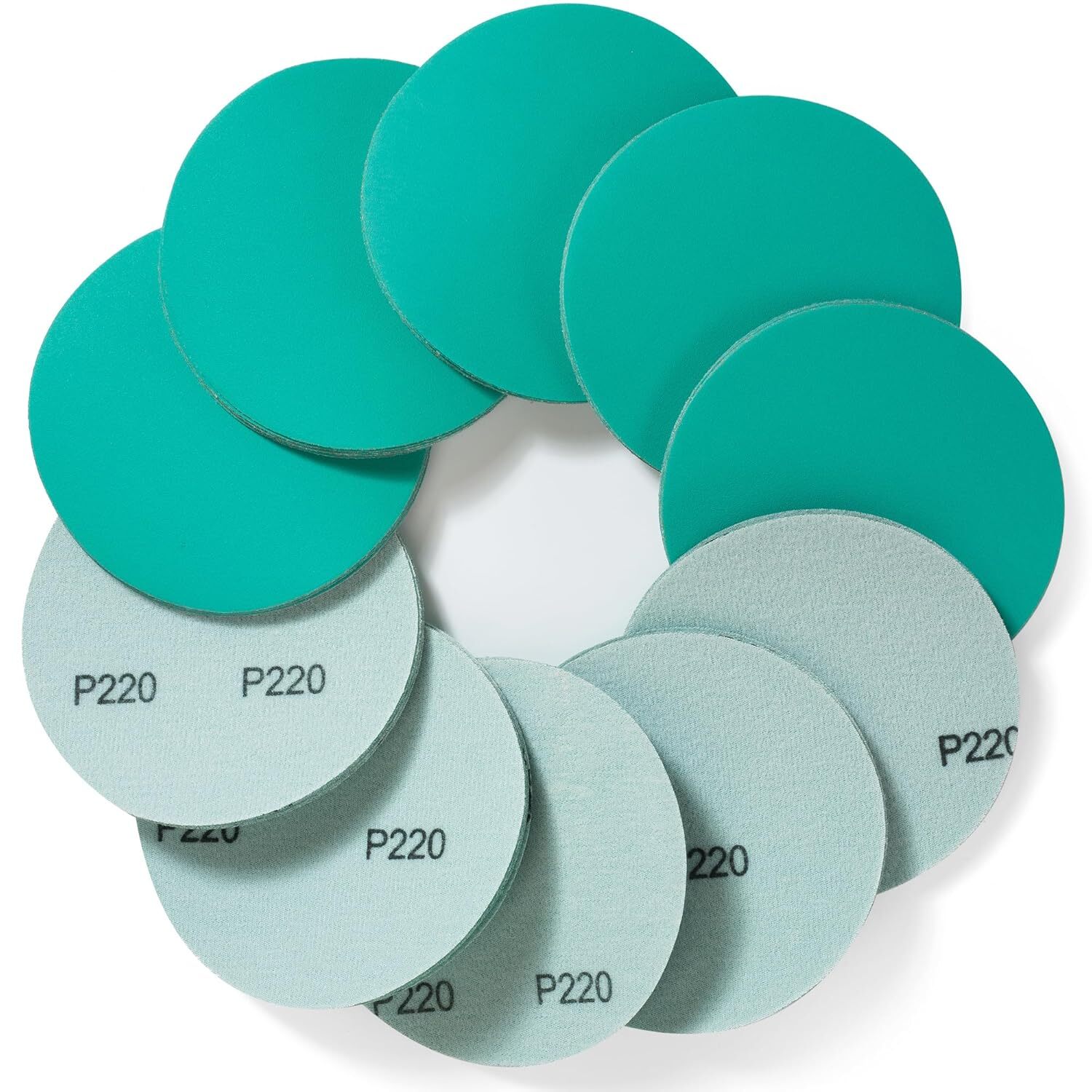 5 Inch 80-1500 Grit Green Film Sanding Disc 50 Pack Sanding Discs Hook and Loop