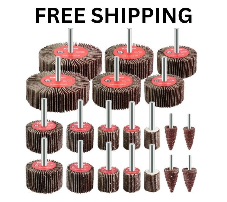 20 Pcs Flap Wheel Sander Set 80 Grit Sanding Wheel for Drill 1/4″ Shank for Meta