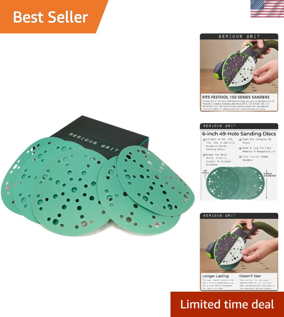 Versatile 6-Inch 49-Hole Sanding Discs with Mixed Grits – Ideal for All Surfaces