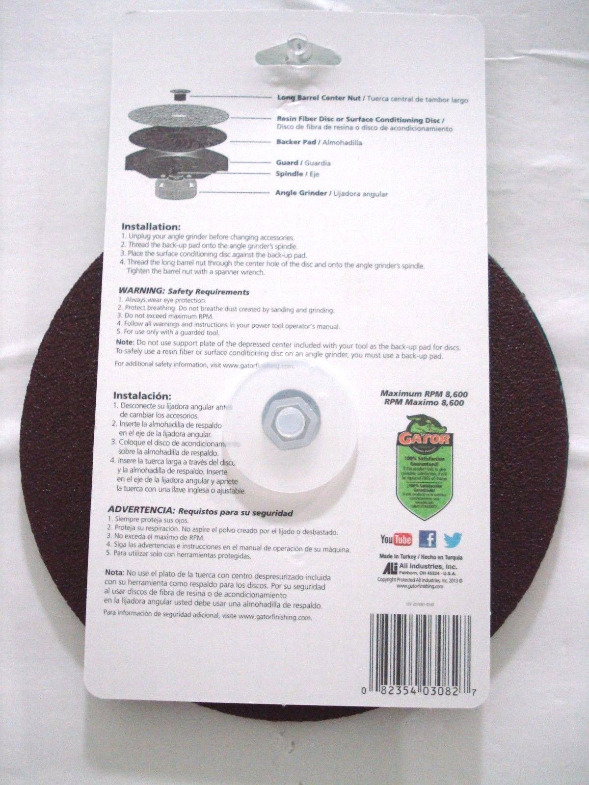 Gator Power 7″ Fiber Discs 50 Coarse # 3082 Pack of 3 Discs New