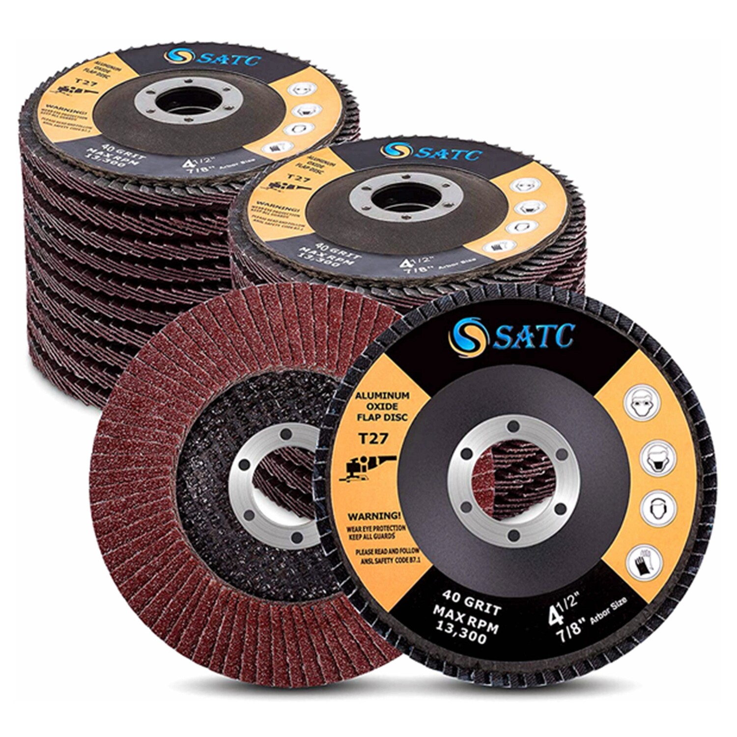50PCS 4-1/2″ Flap Disc 40 Grit 4.5″ x 7/8″ Angle Grinder Sanding Grinding Wheels