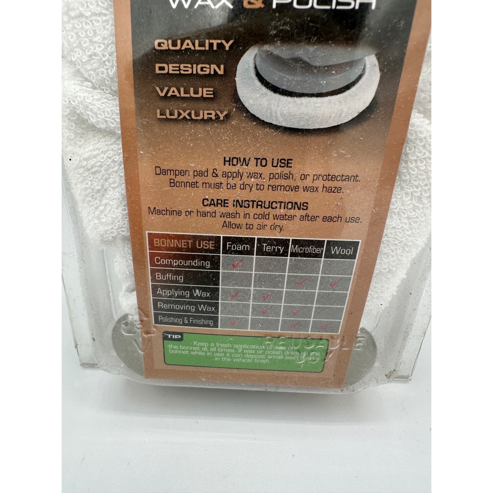 AutoSpa Terry Bonnet 2 Pack 7-8″ White NEW Professional Wax Polish Car Care