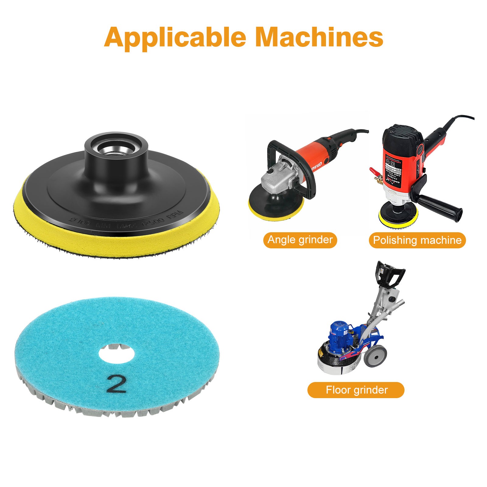 4″ Diamond Wet Polishing Pads Kit for Stone Concrete Marble Quartz Granite Glass