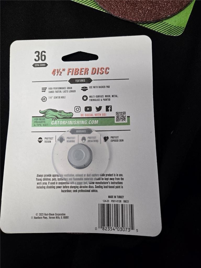 = Lot of 5 Gator Fiber Disc 60 Extra Coarse 4-1/2″ x 7/8″ 3 PK F64231 3073 NEW