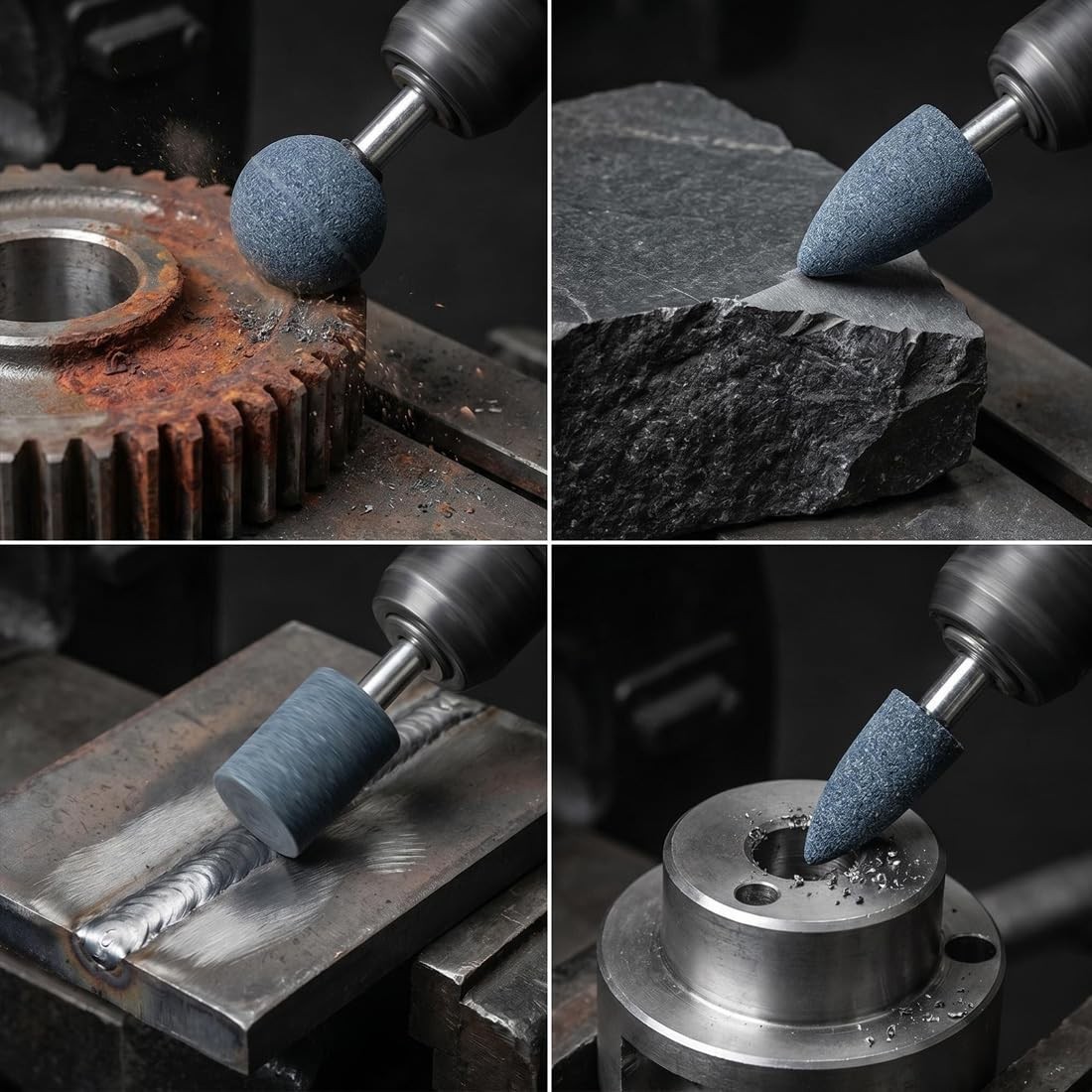 Luo ke 10 Pcs Drill Grinding Stones, 1/4″ Shank Aluminum Oxide Mounted Grindi…