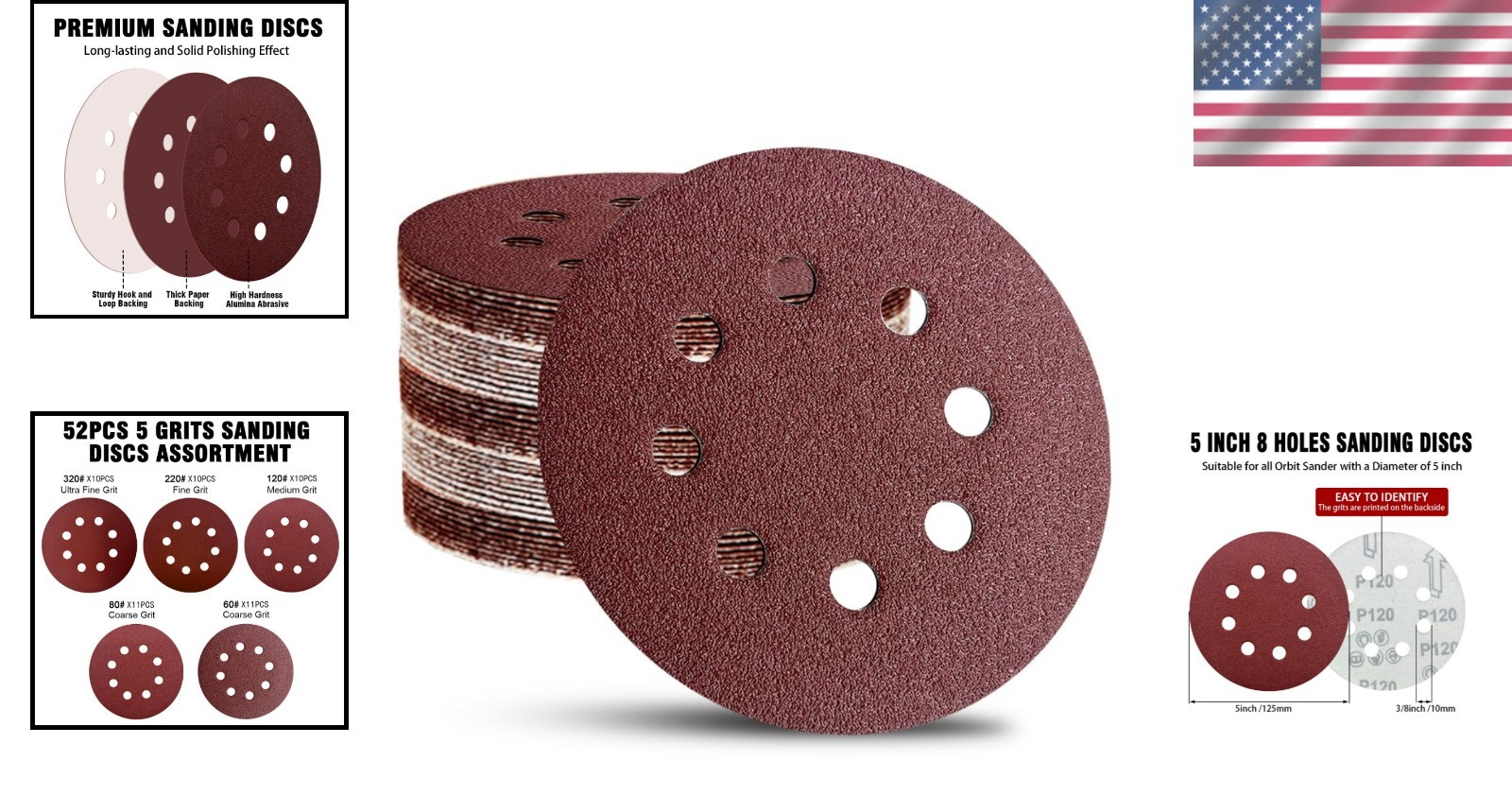 Durable 52-Piece 5″ Sanding Discs Set – Perfect for Dull Surfaces & Polishing
