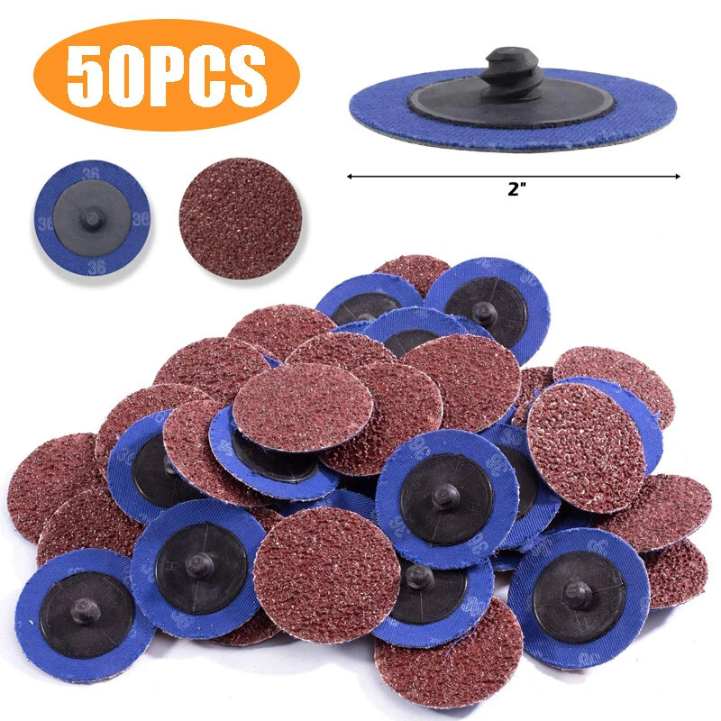 50PCS 2 inc 36 Grit Aluminum Oxide Quick Change Die Grinder R-Type Sanding Disc