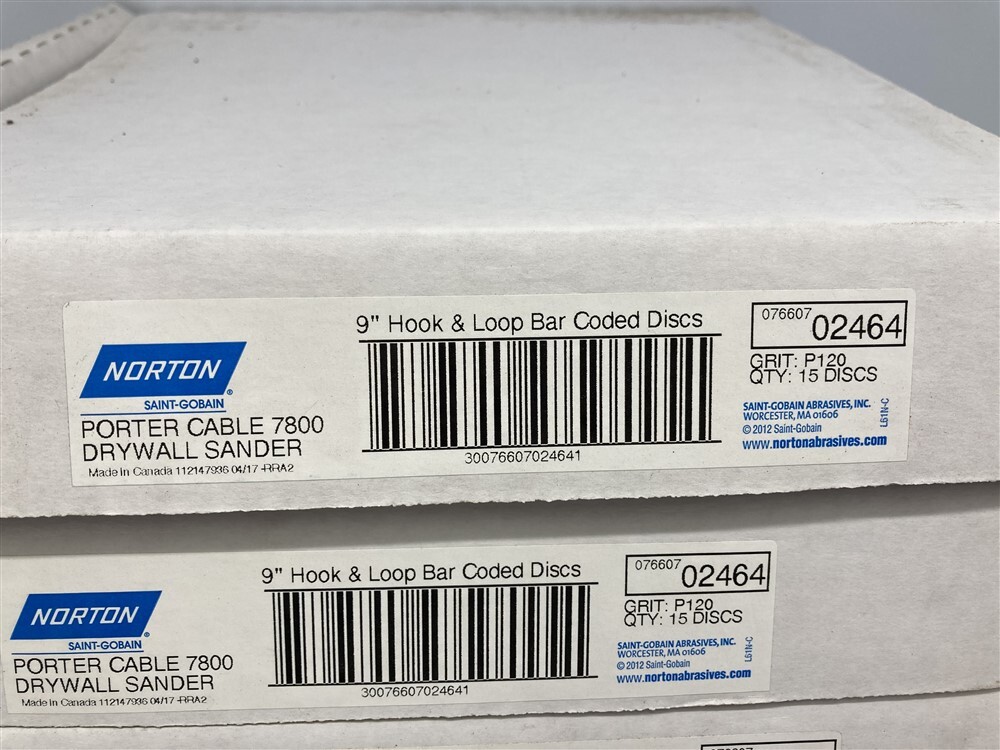 45 Norton 9″ Hook & Loop Discs for Porter Cable 7800 Drywall Sander P120 Grit