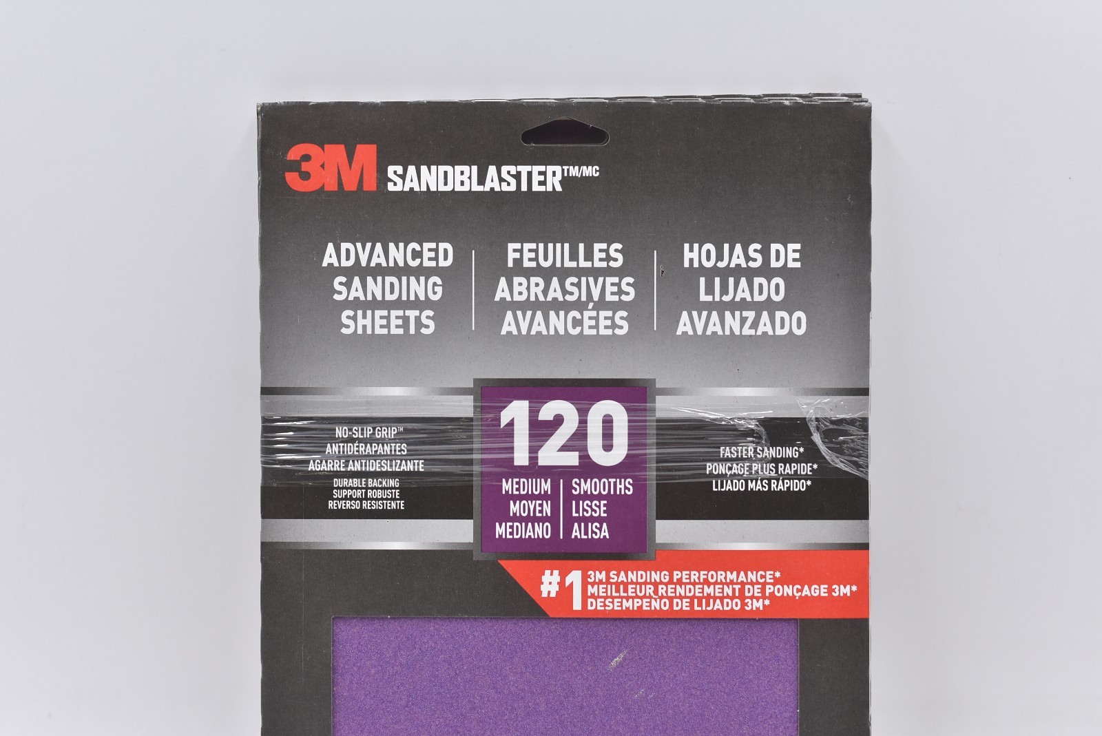 Lot of 5 3M Sandblaster Advanced Sanding Sheets – Medium 120 No-Slip Grip 4 Pack