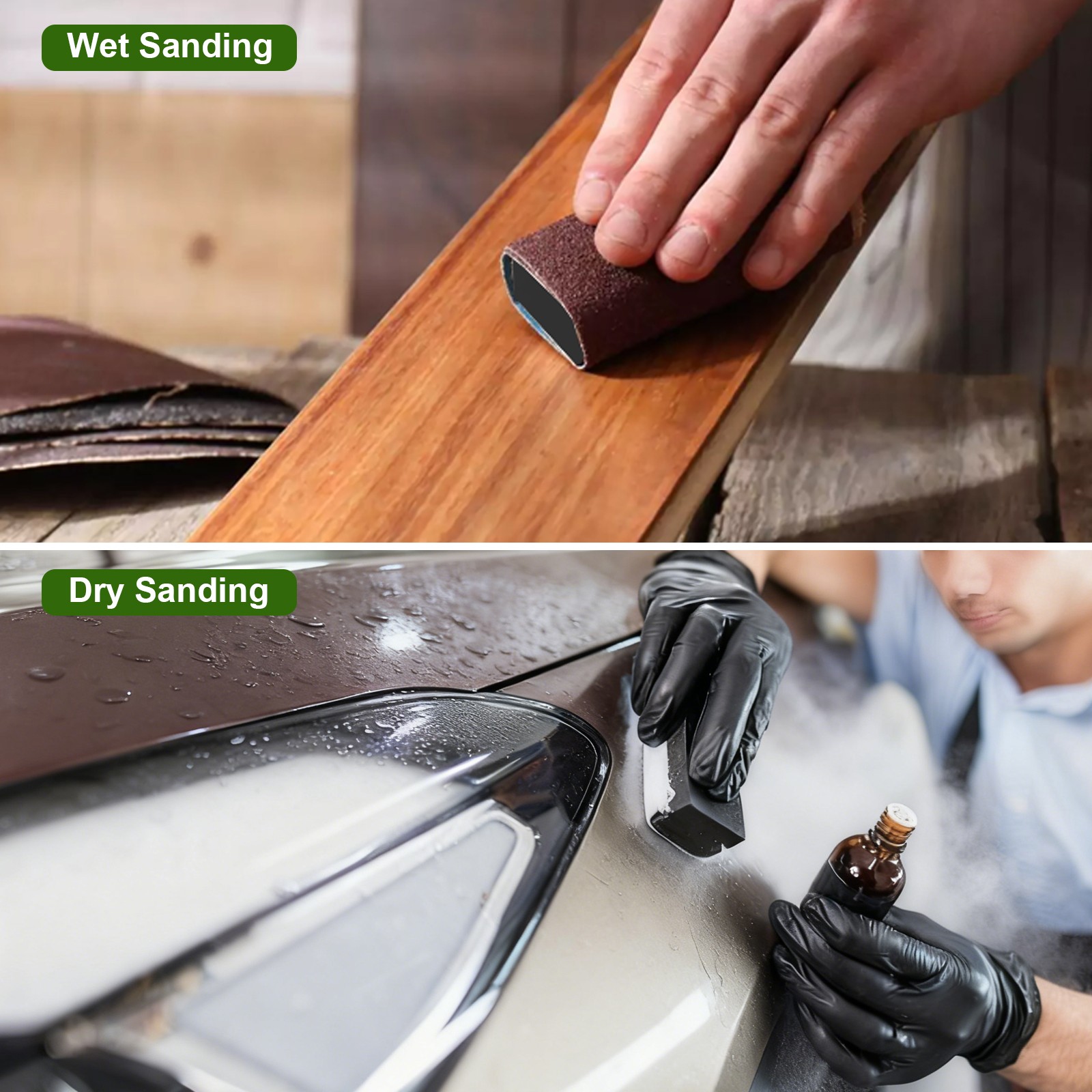 7x Sanding Block Kit Flexible EVA Foam Wet/Dry Various Shape Size for Auto Wood