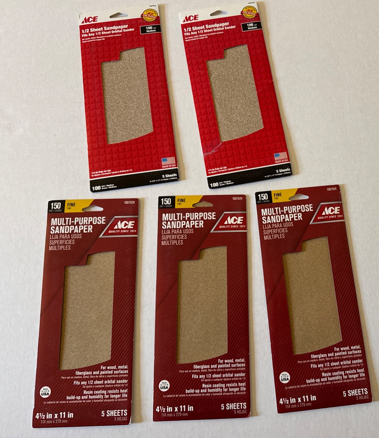 1/2 sheet multi-purpose SANDPAPER ASSORTED GRITS 25 sheets 4 1/2″ x 11″ see pics