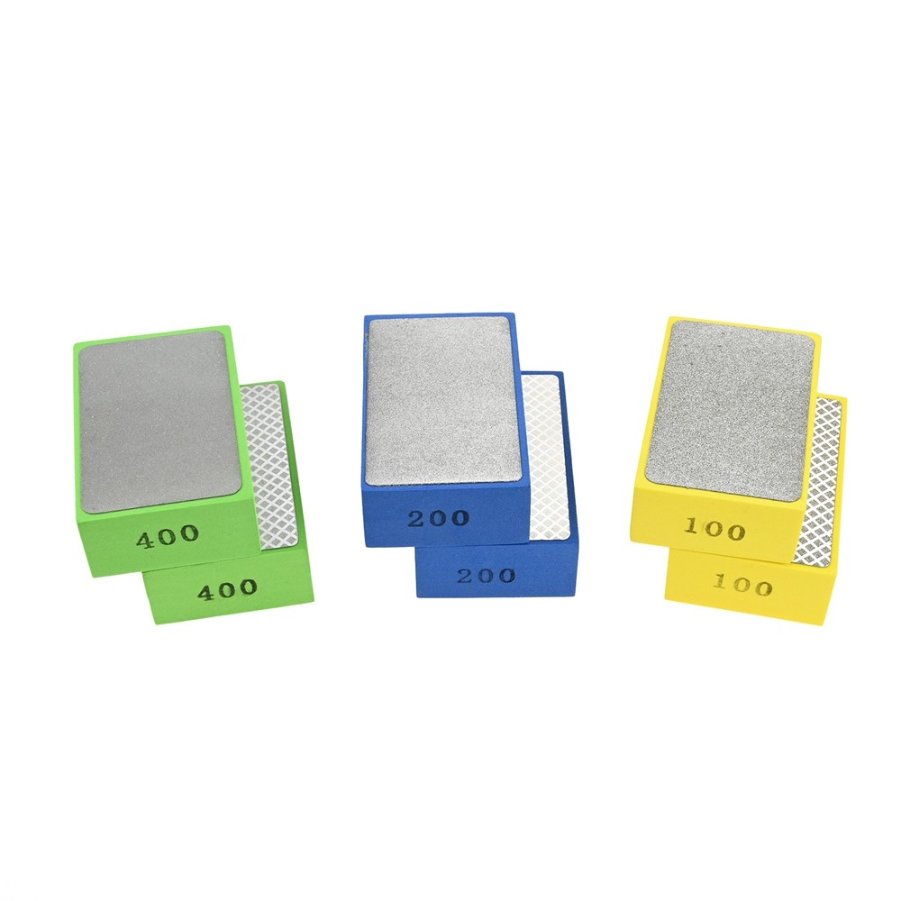6x Diamond Hand Polishing Pads Foam Backing Sanding Blocks for Glass Wood Metal